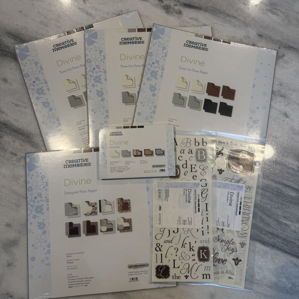 Creative Memories Lot New DIVINE 12x12 Paper Stickers Storybox 7pc Scrapbooking